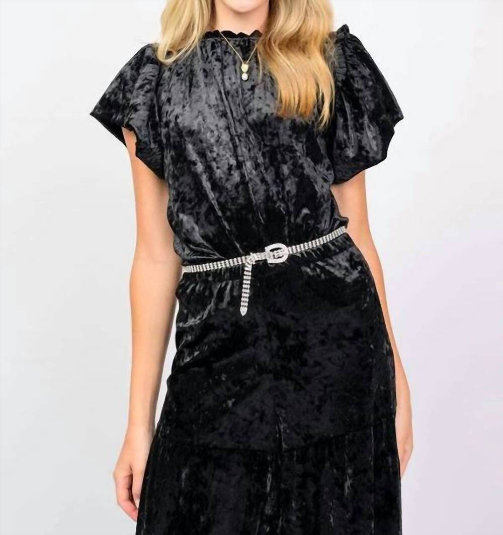 NEW IVY JANE taylor short sleeve velvet top in black